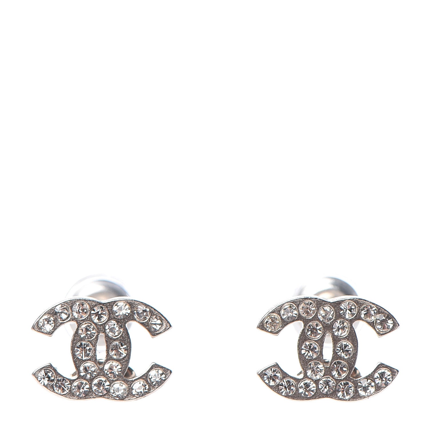 Chanel Crystal Mini Timeless CC Earrings Silver 1 of 5