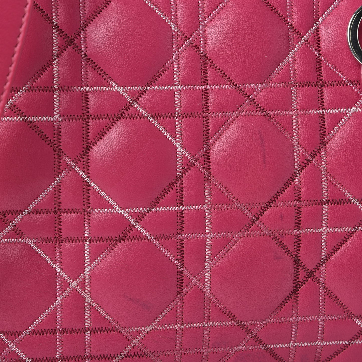 Lambskin Cannage Medium Lady Dior Fuchsia Multi