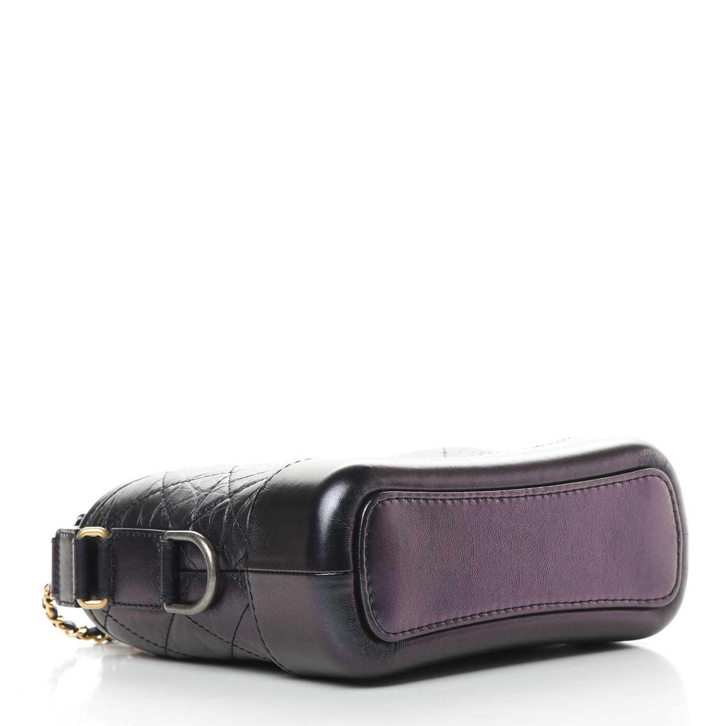 Iridescent Aged Calfskin Quilted Small Gabrielle Hobo Black