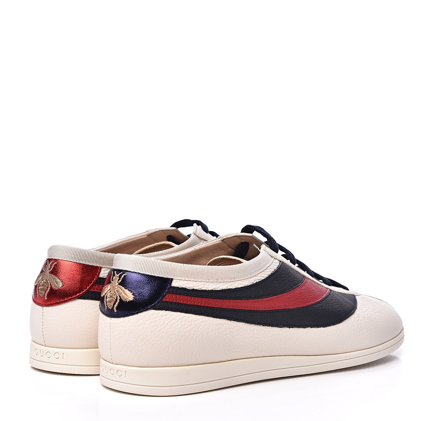 Calfskin Mens Web Falacer Sneakers 7 White Blue