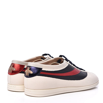 Gucci Calfskin Mens Web Falacer Sneakers 7 White Blue 4 of 10