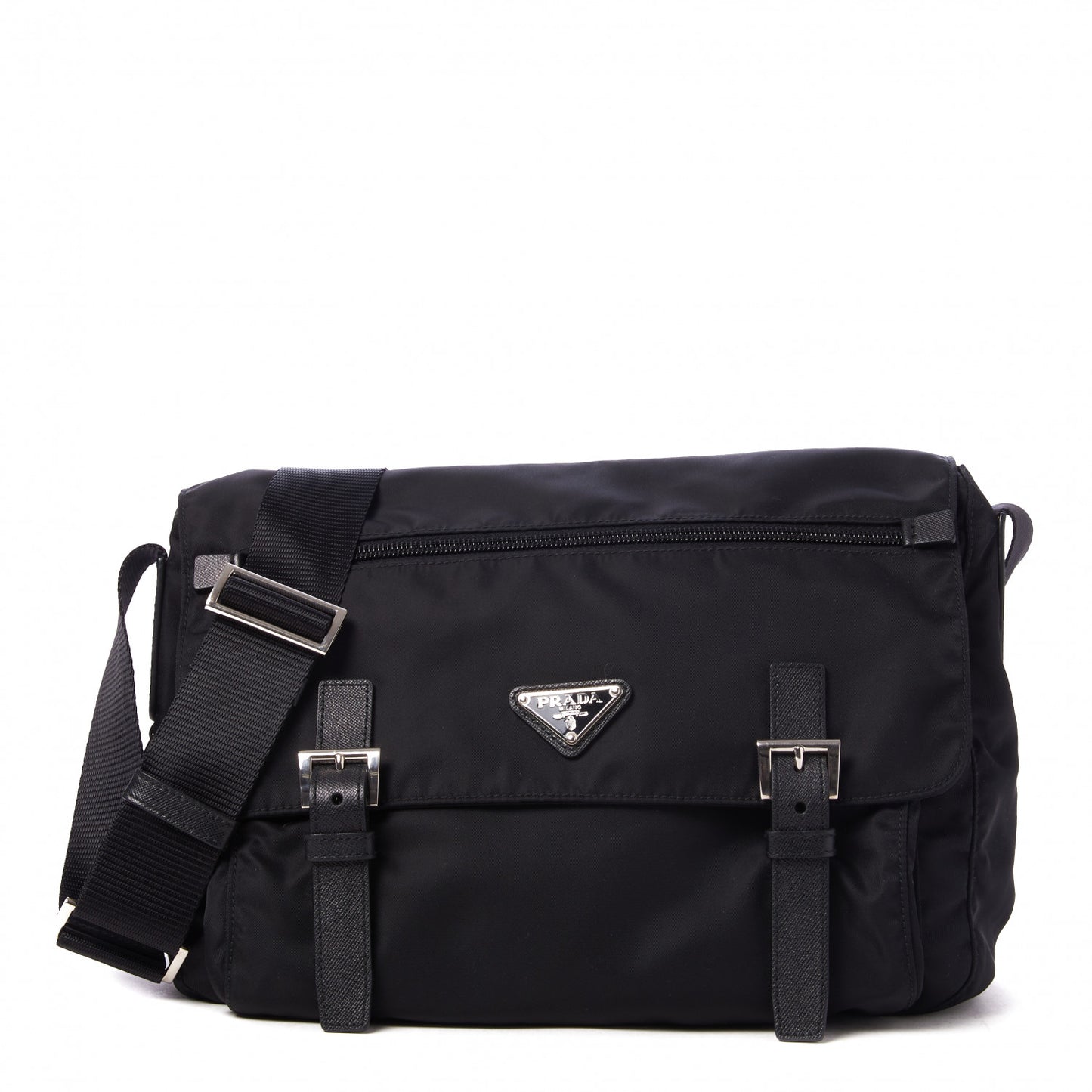 Tessuto Nylon Saffiano Vela Messenger Bag Black