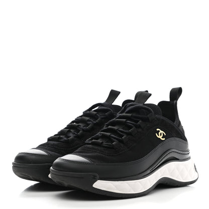 Chanel Velvet Calfskin Mixed Fibers CC Sneakers 37 Black 3 of 11
