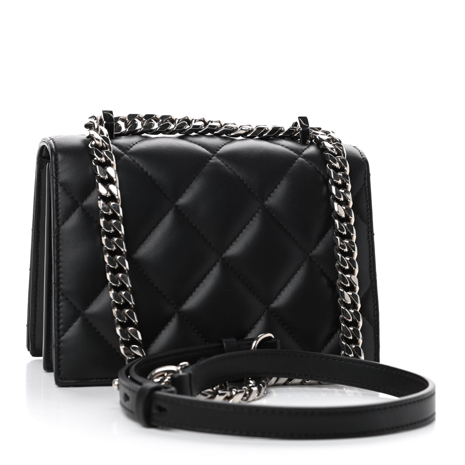 Alexander McQueen Lambskin Quilted Knuckle Shoulder Bag Black 2 of 4