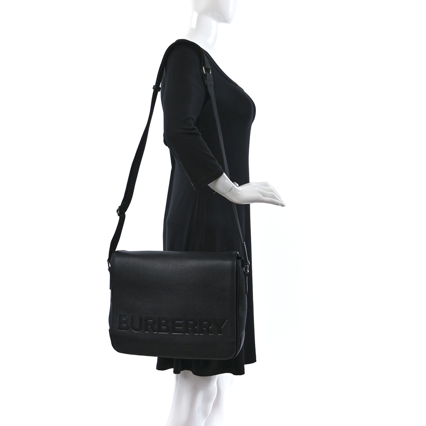 Calfskin Logo Messenger Black
