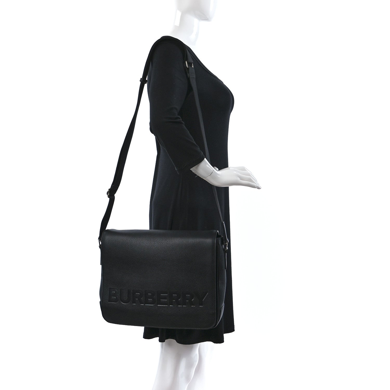 Burberry Calfskin Logo Messenger Black 2 of 8