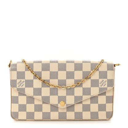 Louis Vuitton Damier Azur Pochette Felicie Chain Wallet Rose Ballerine 1 of 12