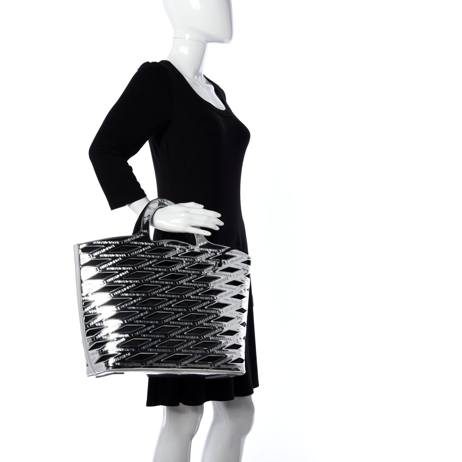 Balenciaga Metallic Calfskin Neo Basket Tote Silver 3 of 10