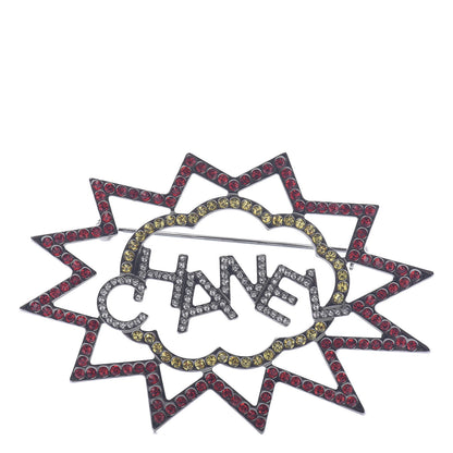 Chanel Ruthenium Crystal CC Brooch Red Yellow 1 of 4