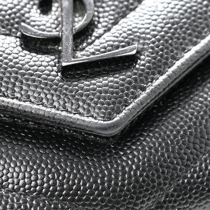 Saint Laurent Grain De Poudre Matelasse Chevron Small Monochrome Monogram Envelope Wallet Black Black 8 of 9