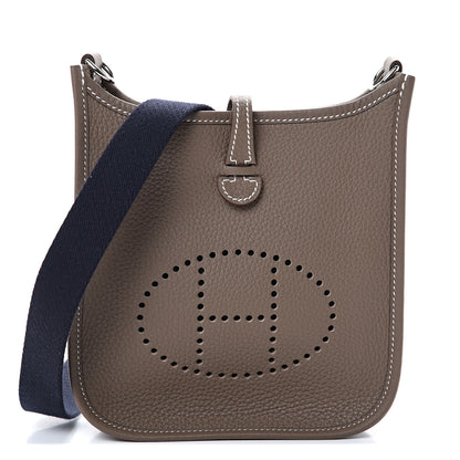 Hermes Taurillon Clemence Amazone Evelyne TPM Etoupe Bleu Indigo 1 of 10