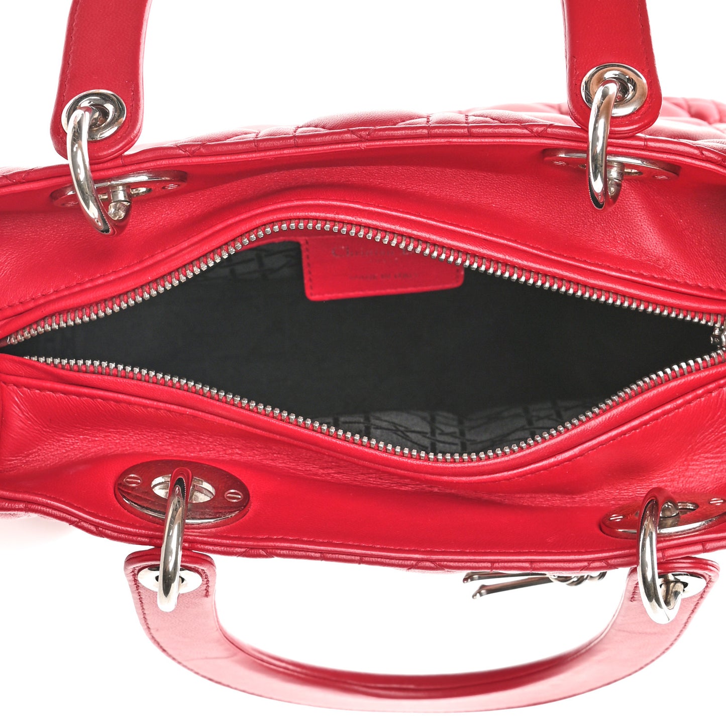 Lambskin Cannage Medium Lady Dior Red