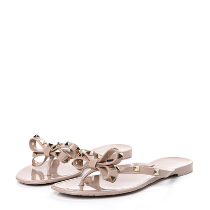 Valentino Garavani PVC Jelly Rockstud Bow Thong Sandals 36 Poudre 3 of 11