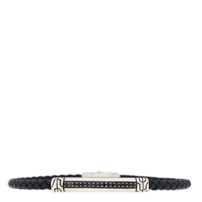 John Hardy Sterling Silver Leather Black Sapphire Classic Chain Station Bracelet Black 1 of 3