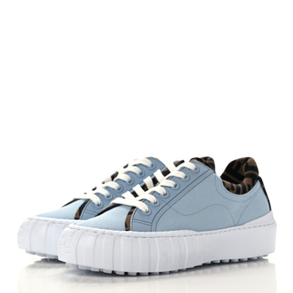 Fendi Canvas Lycra TPU FF Womens Fendi Force Low Top Sneakers 38 Sky Tobacco Black 3 of 10