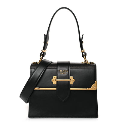 Prada City Calfskin Saffiano Cahier Top Handle Bag Black 1 of 8