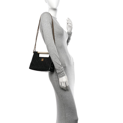 Chanel Shiny Lambskin Pearl Small Shopping Bag Black 2 of 12