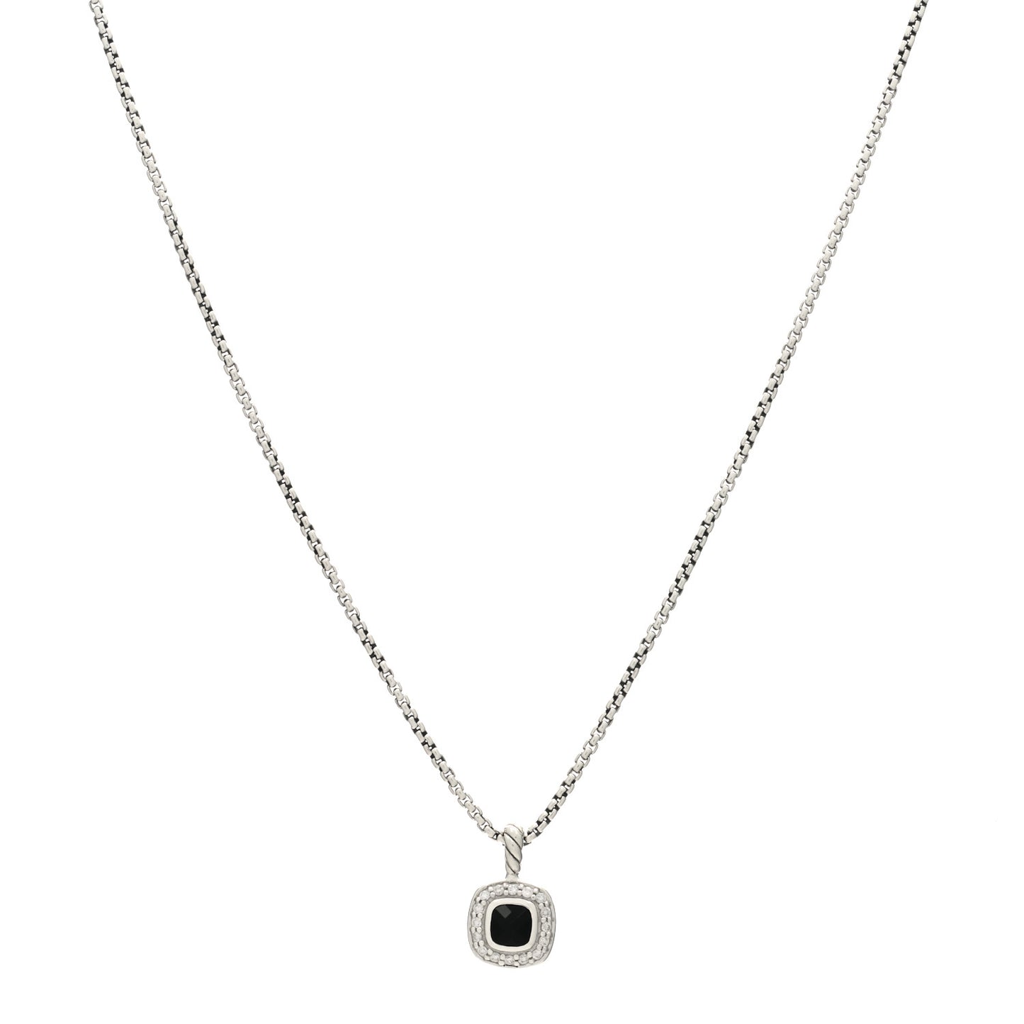 Sterling Silver Diamond Black Onyx 4mm Albion Kids Pendant Necklace