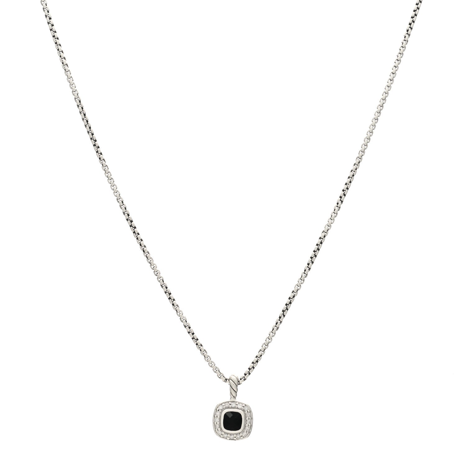 David Yurman Sterling Silver Diamond Black Onyx 4mm Albion Kids Pendant Necklace 1 of 3