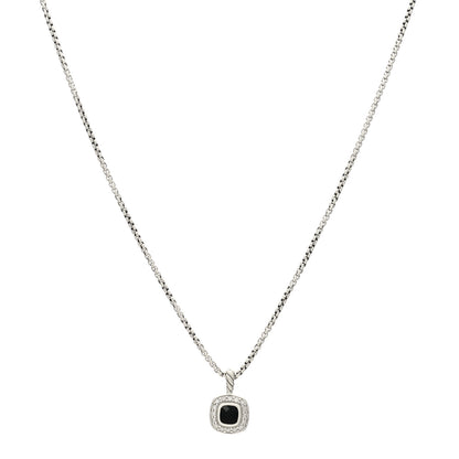David Yurman Sterling Silver Diamond Black Onyx 4mm Albion Kids Pendant Necklace 1 of 3
