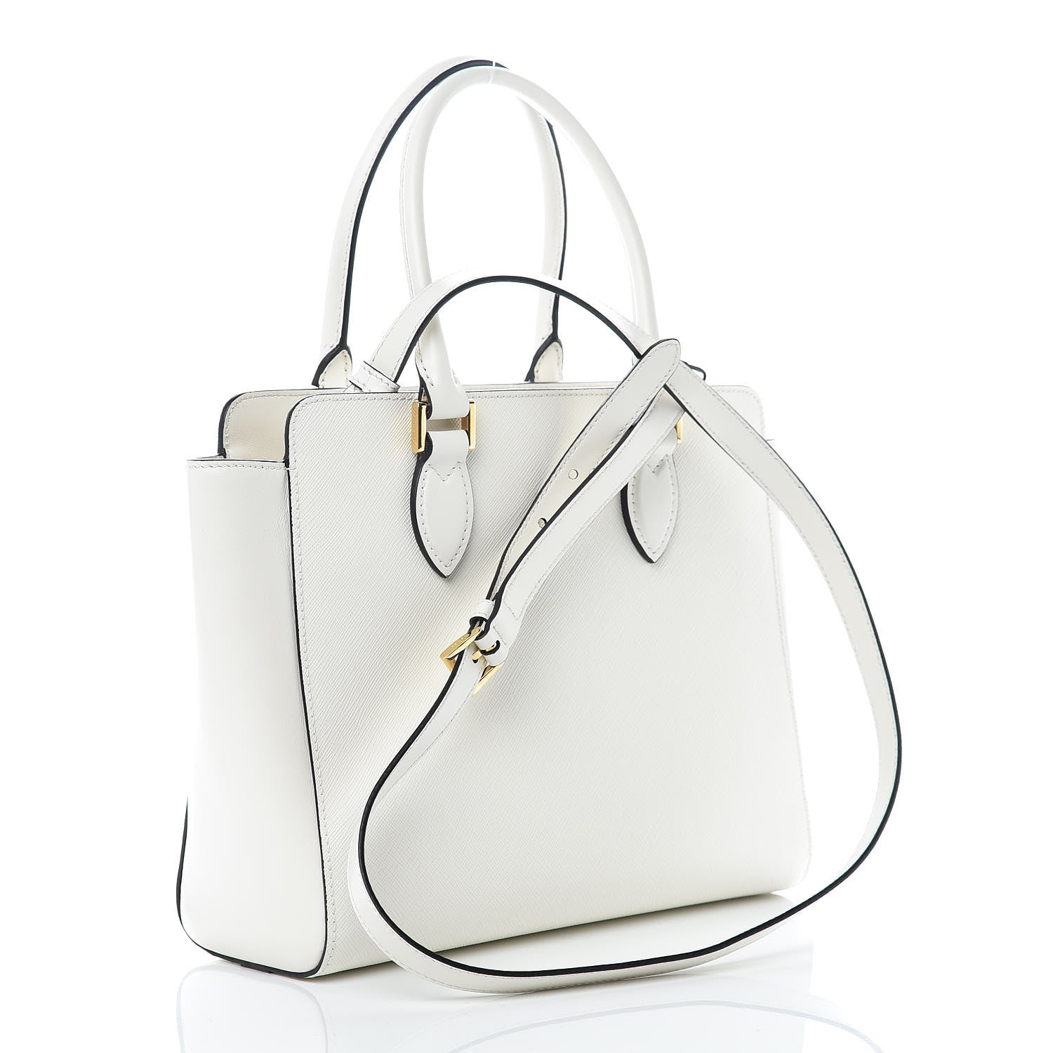 Prada Saffiano Soft Calfskin Small Zippered Tote White 4 of 9