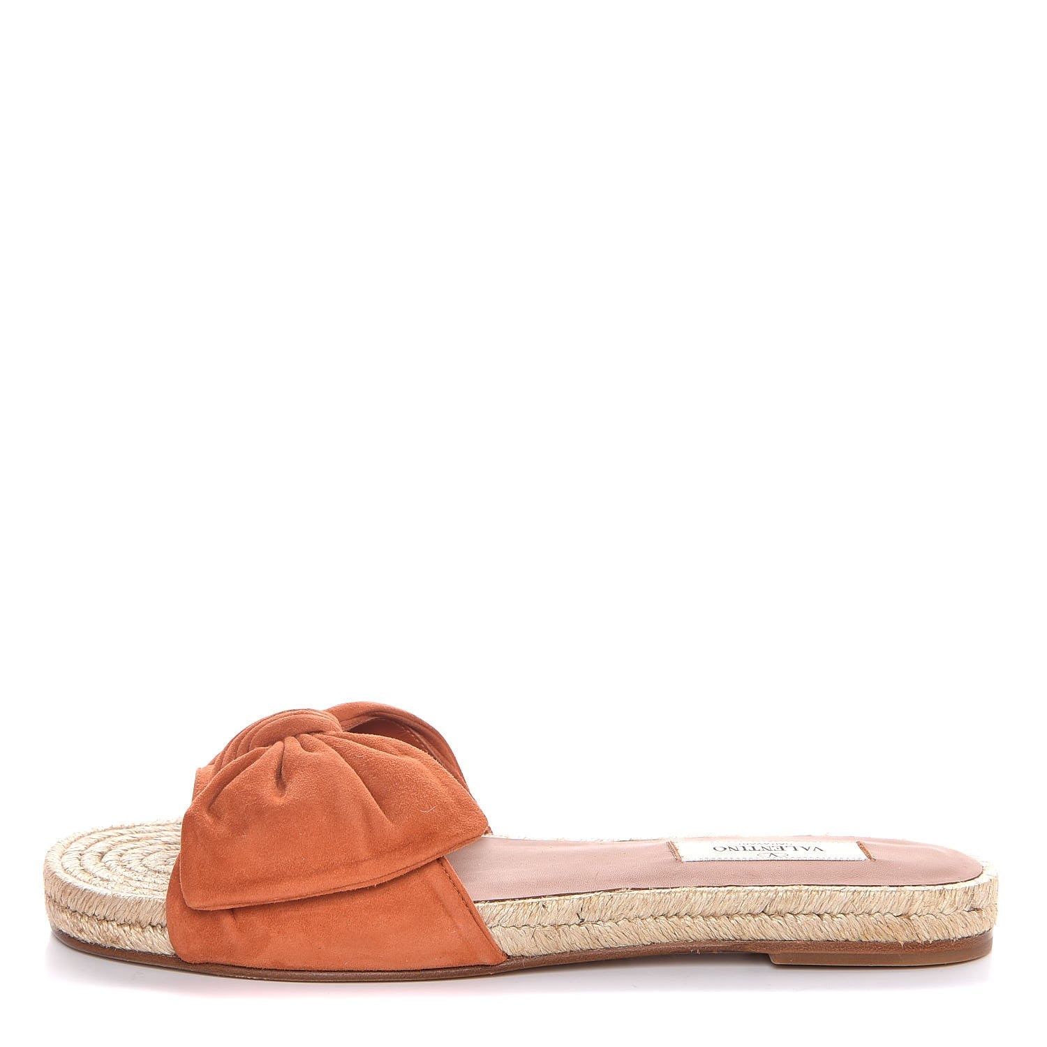 Valentino Garavani Suede Tropical Bow Espadrille Flat Slide Sandals 36.5 Orange 1 of 8