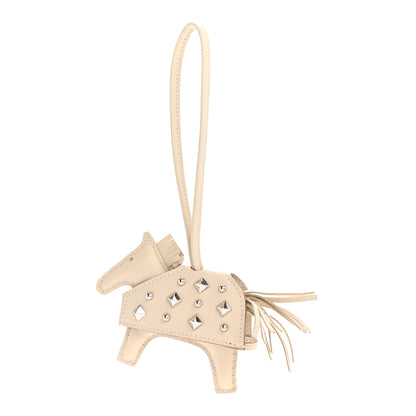 Hermes Milo Lambskin Studded Grigri Rodeo Robeo Rock Horse Bag Charm PM Craie 1 of 4