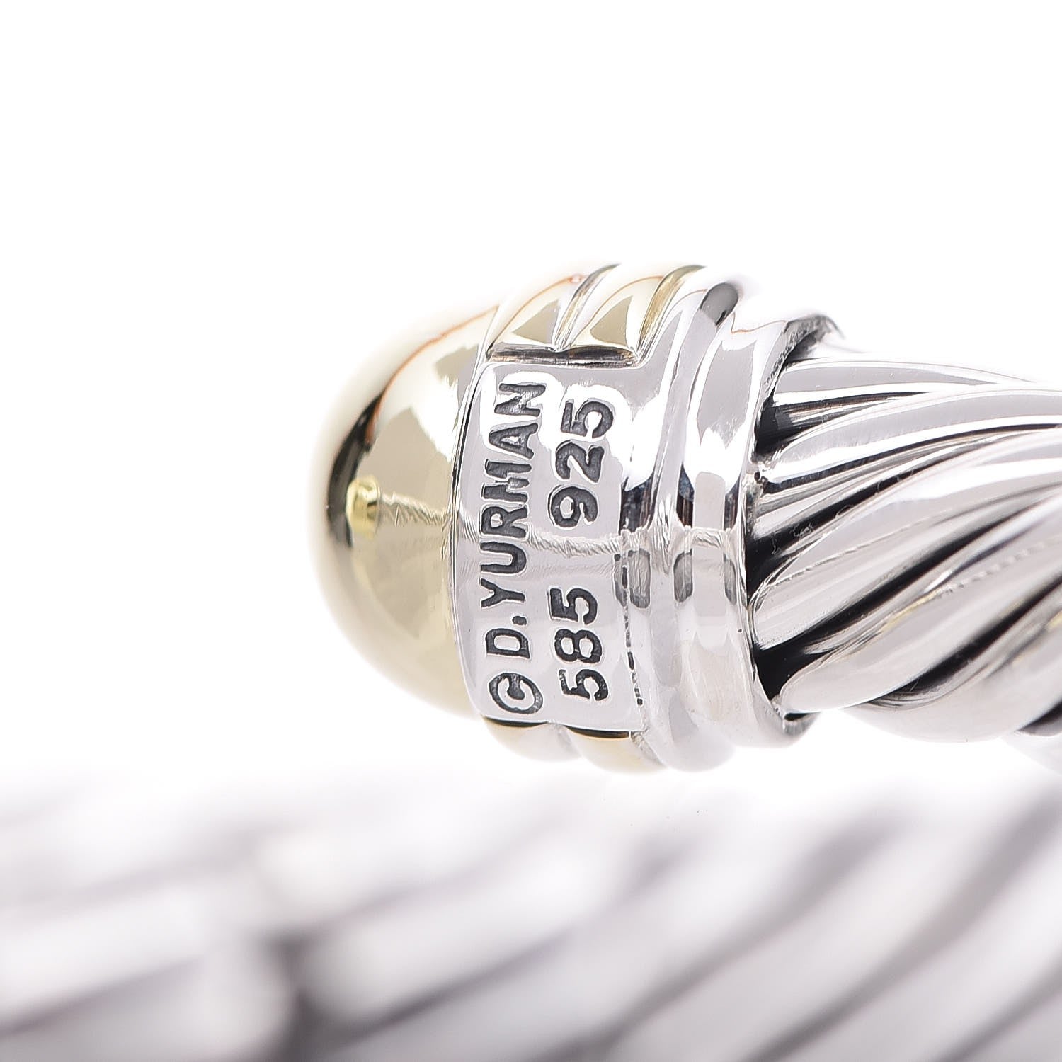 David Yurman Sterling Silver 14K Yellow Gold 10mm Cable Classics Bracelet 9 of 10