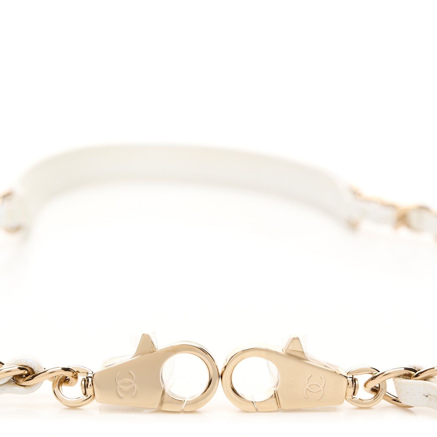 Iridescent Caviar Coco Handle Strap White