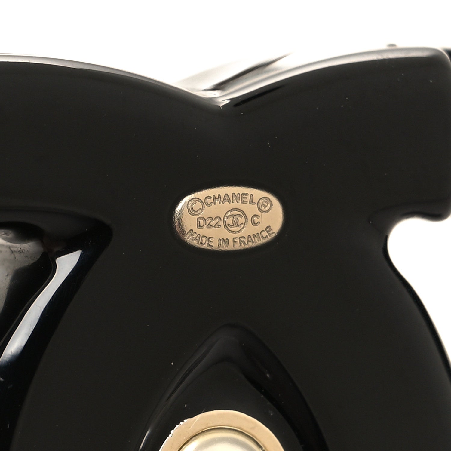 Chanel Metal Resin Crystal Pearl CC Hoop Earrings Gold Black 4 of 4