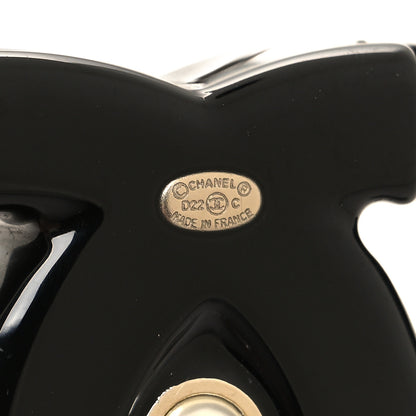 Chanel Metal Resin Crystal Pearl CC Hoop Earrings Gold Black 4 of 4