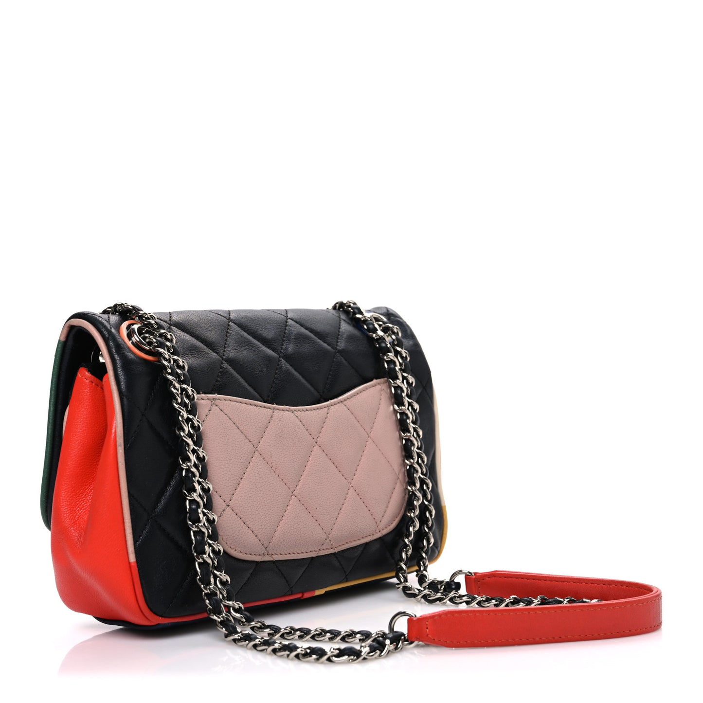Lambskin Plexiglass Quilted Small Cuba Color Flap Black Multicolor