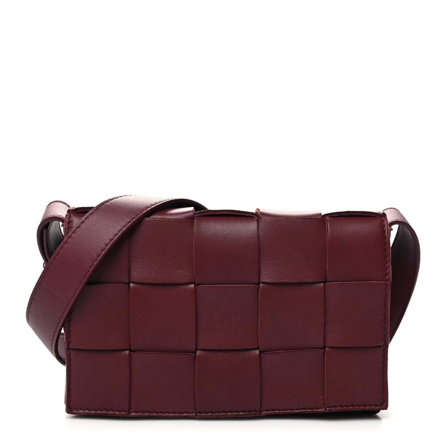 Lambskin Maxi Intrecciato Small Cassette Crossbody Bag Barolo