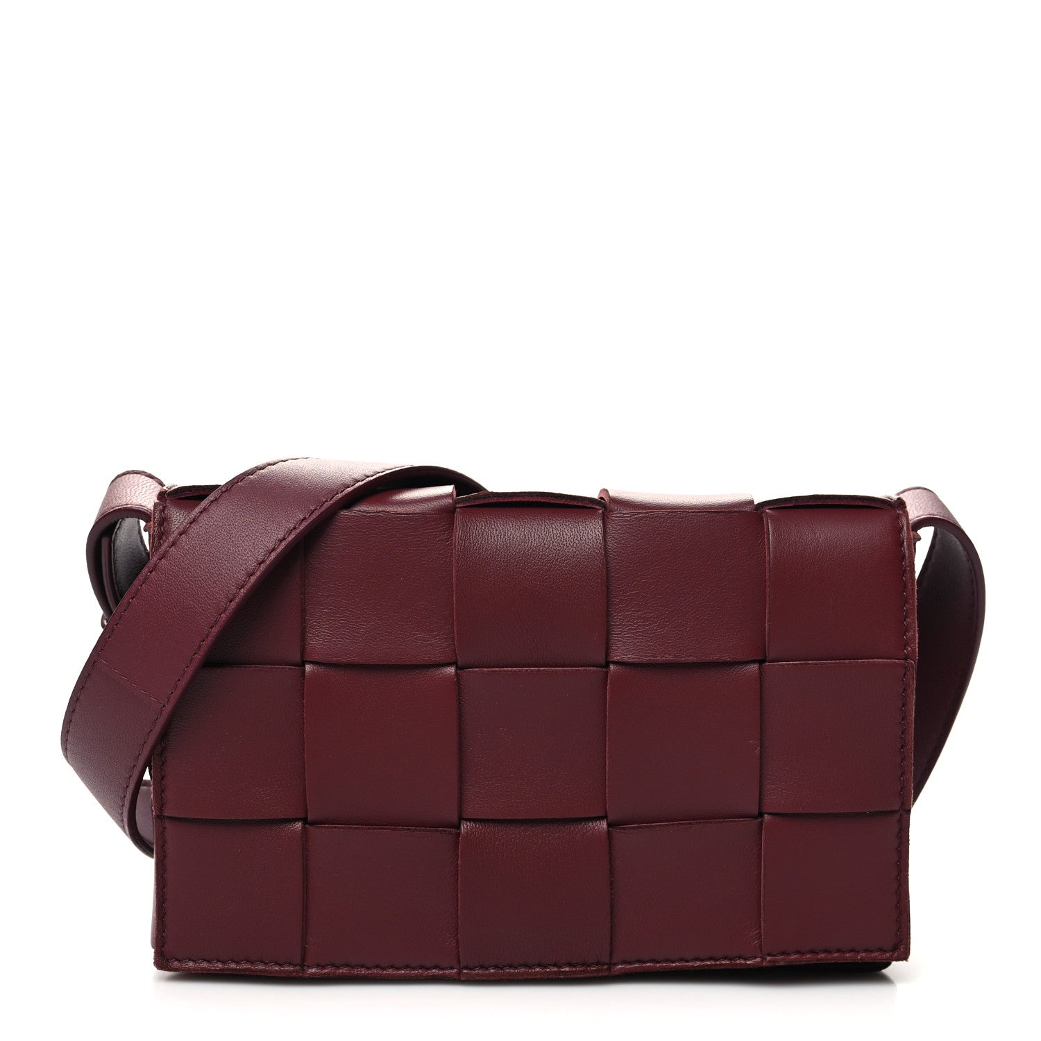 Bottega Veneta Lambskin Maxi Intrecciato Small Cassette Crossbody Bag Barolo 1 of 10