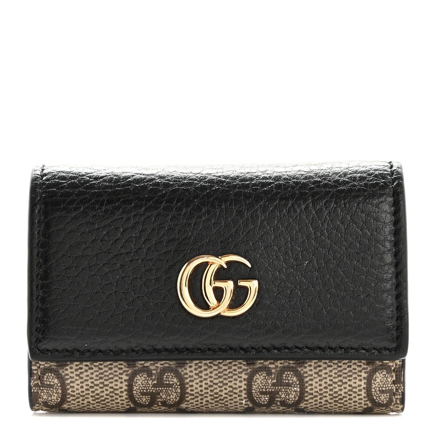 Dollar Calfskin GG Supreme Monogram GG Marmont 6 Key Holder Case Black Beige Ebony