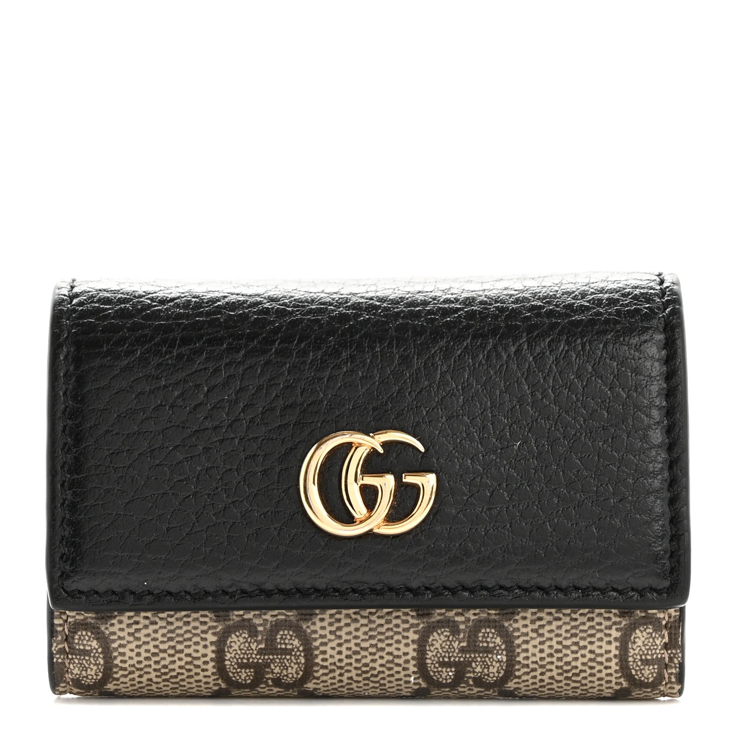 Gucci Dollar Calfskin GG Supreme Monogram GG Marmont 6 Key Holder Case Black Beige Ebony 1 of 10