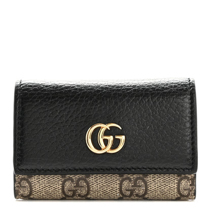 Gucci Dollar Calfskin GG Supreme Monogram GG Marmont 6 Key Holder Case Black Beige Ebony 1 of 10