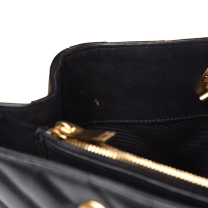Saint Laurent Lambskin Matelasse Chevron Monogram Shopping Bag Black 12 of 16