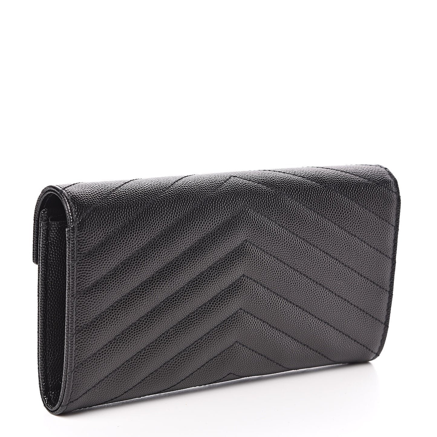 Grain De Poudre Matelasse Chevron Monogram Flap Wallet Black