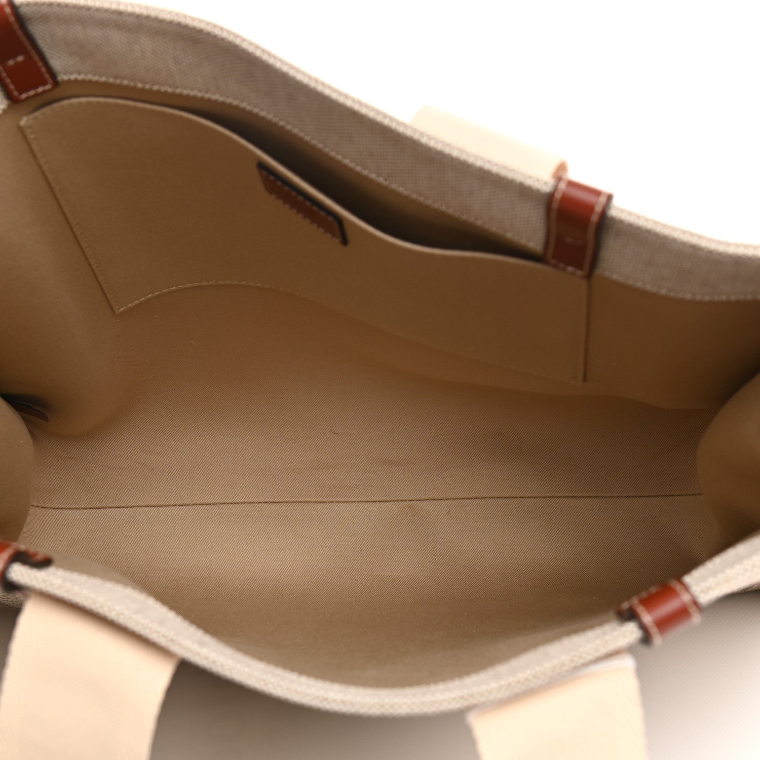 Chloe Cotton Calfskin Large Woody Ribbon Tote White Brown 8 of 15