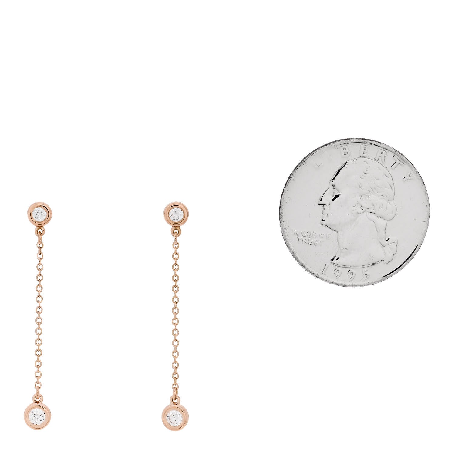 Tiffany 18K Rose Gold Diamond .24ctw Elsa Peretti Diamonds by the Yard Drop Earrings 2 of 5