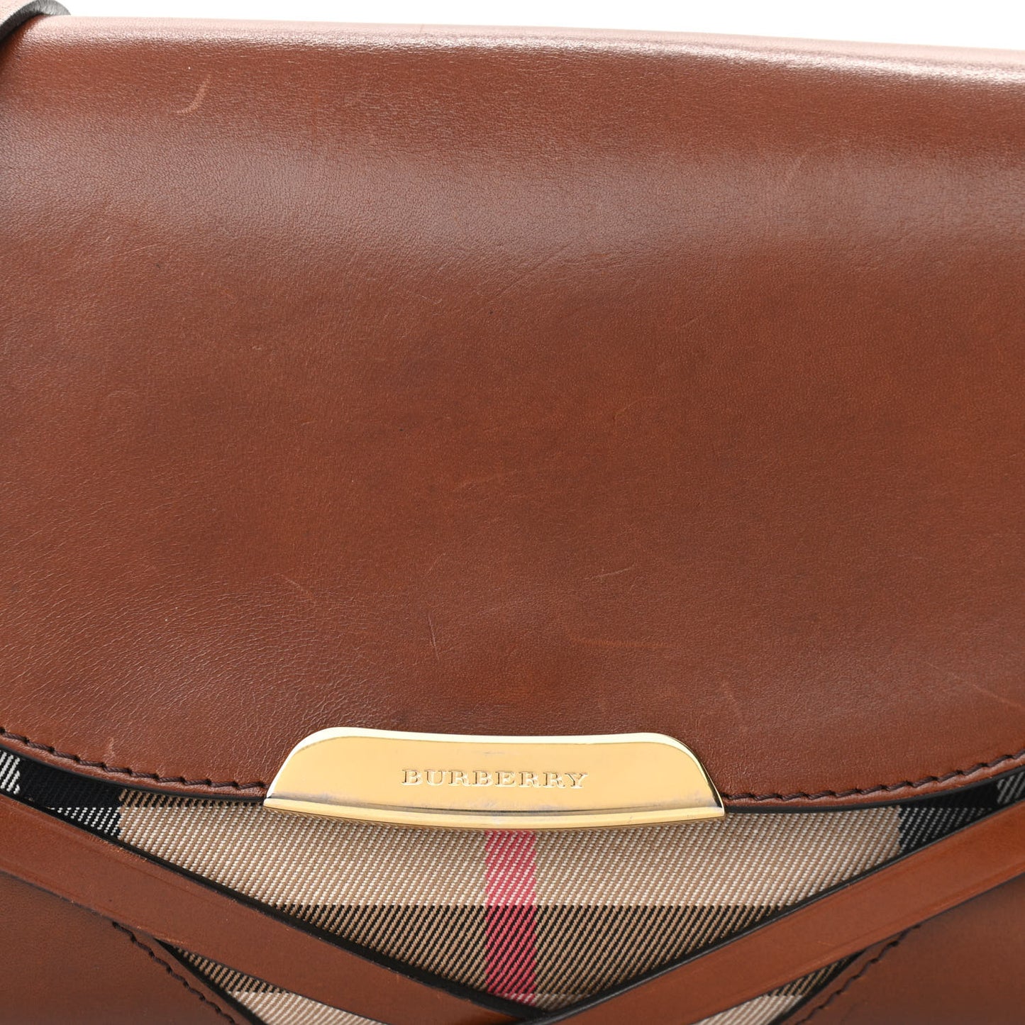 House Check Bridle Calfskin Small Abbott Crossbody Bag Tan