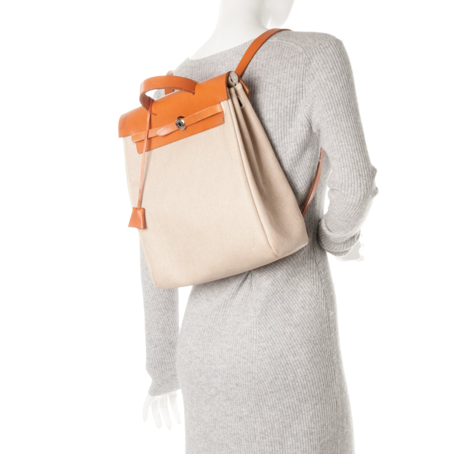 Toile Vache Calfskin Herbag 30 PM Backpack Natural