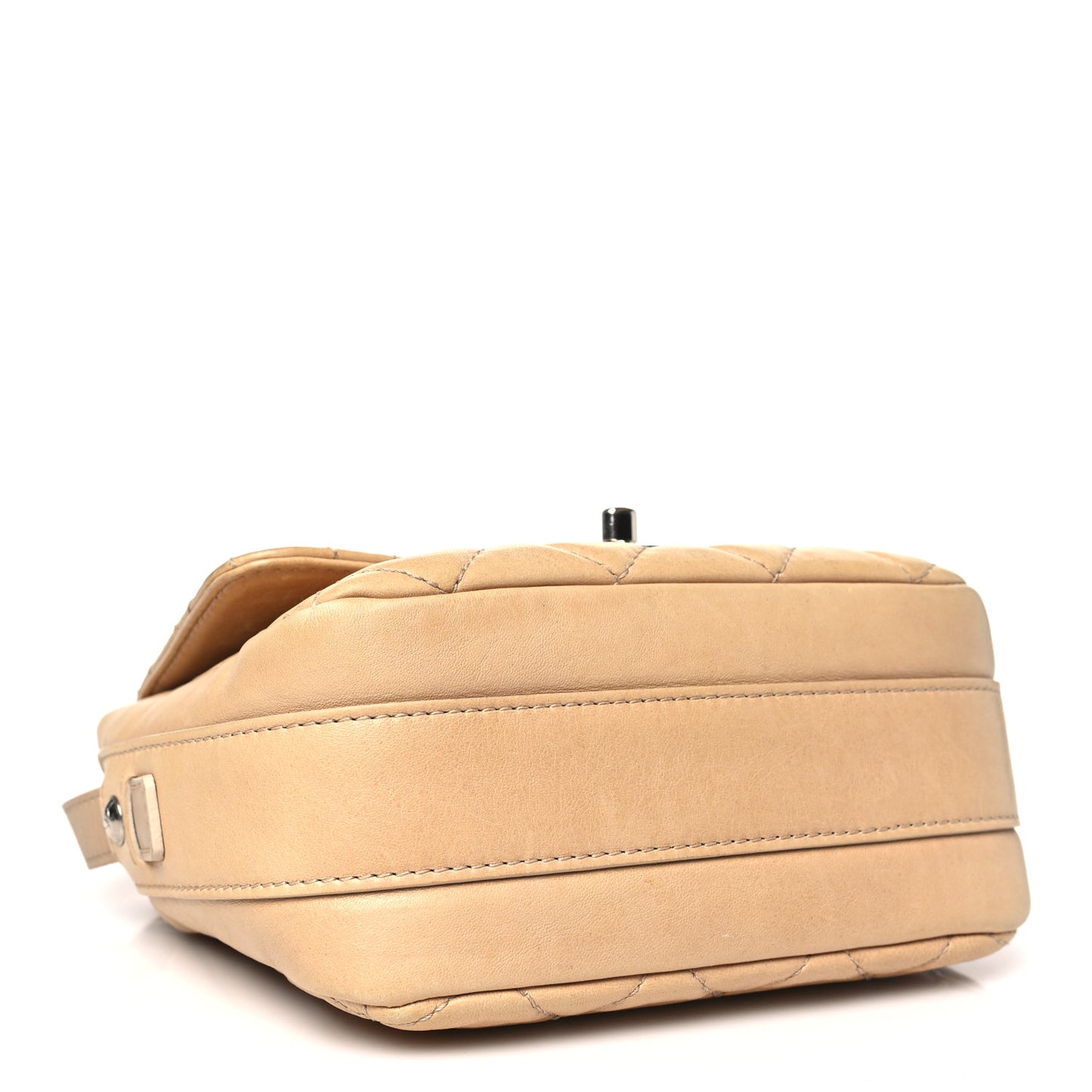 Lambskin Quilted Flap Crossbody Bag Beige