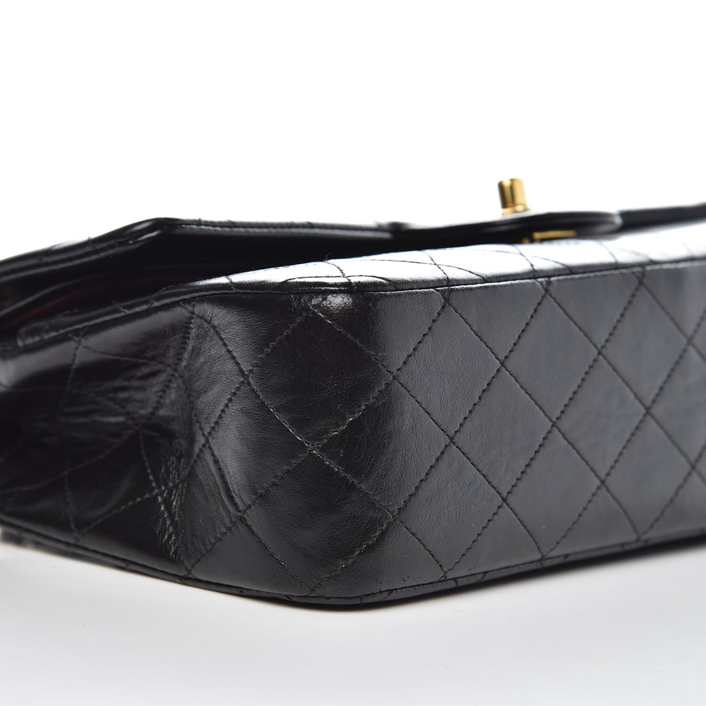 Lambskin Quilted Medium Double Flap Black