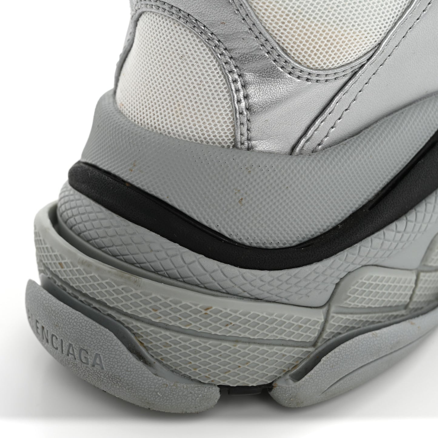 Metallic Fabric Mesh Mens Triple S Sneakers 10 Grey Dark Grey Black