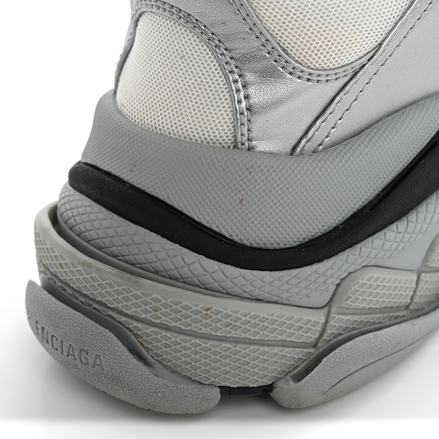 Balenciaga Metallic Fabric Mesh Mens Triple S Sneakers 10 Grey Dark Grey Black 14 of 19