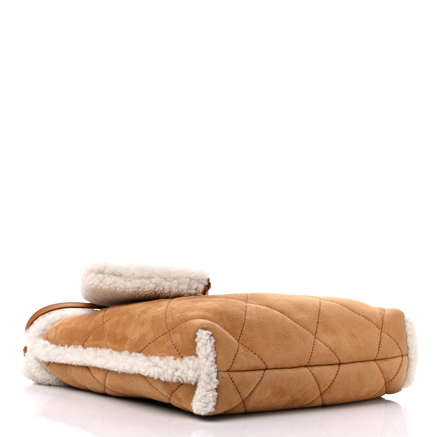 Suede Shearling Quilted Small Chanel 22 Brown White
