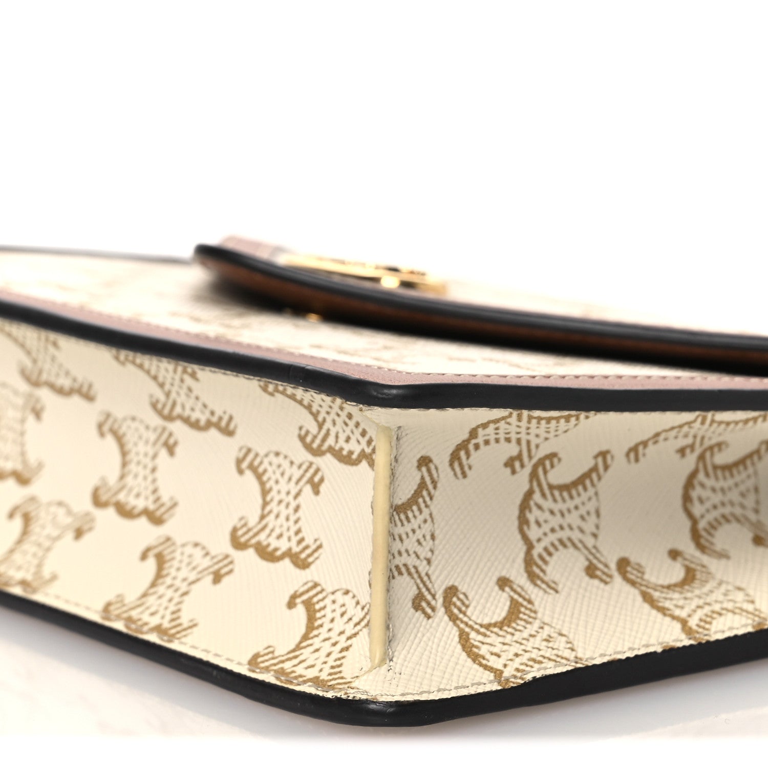 Celine Triomphe Canvas Calfskin Maillon Wallet on Chain White 11 of 12