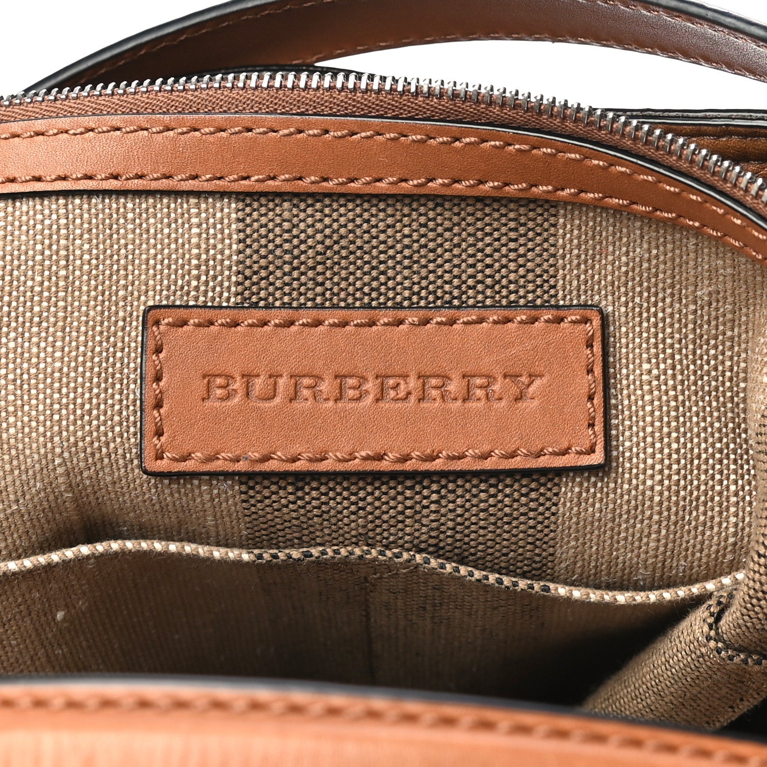 Burberry Grainy Calfskin Canvas Mega Check Medium Ashby Tassel Hobo Saddle Brown 6 of 13